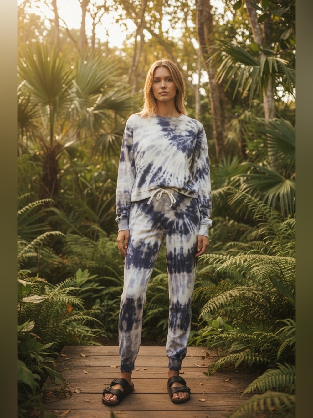 Monrow| Tie Dye Lounge Joggers sweatpants & crewneck set| med| Retail $292